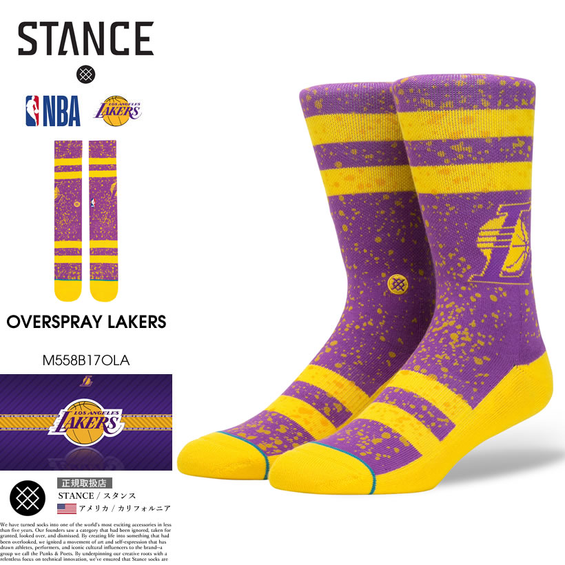 STANCE スタンス ソックス 靴下 メンズ ブランド 25cm〜29cm NBA ロサンゼルス・レイカーズ バスケットボール