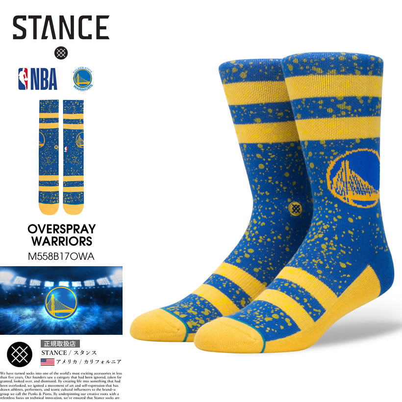 STANCE スタンス ソックス 靴下 メンズ ブランド 25cm〜29cm NBA ゴールデンステート・ウォリアーズ バスケットボール