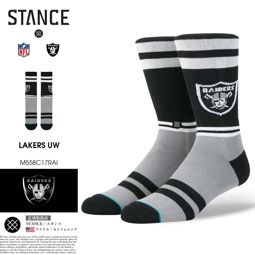 STANCE スタンス ソックス 靴下 メンズ ブランド 25cm〜29cm NFL オークランド・レイダーズ スポーツ アメリカンフットボール