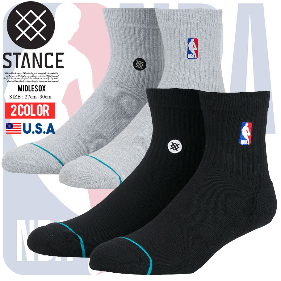 STANCE スタンス ソックス 靴下 メンズ ブランド 25cm〜29cm NBA ロゴ バスケットボール