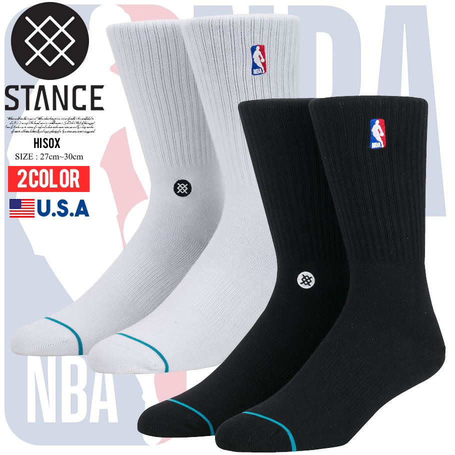 STANCE スタンス ソックス 靴下 メンズ ブランド 25cm〜29cm NBA ロゴ バスケットボール