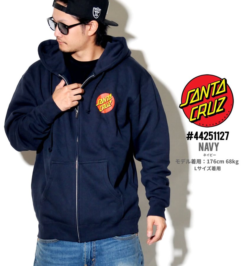 サンタクルーズ ジップパーカー メンズ 裏起毛 SANTA CRUZ 44251127 USモデル 2019春夏 新作