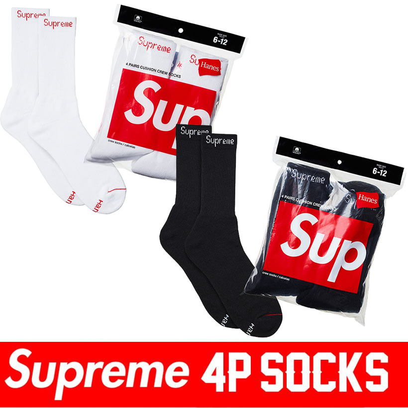 Supreme シュプリーム 4足セット ソックス Hanes Crew Socks Seat001 Supreme シュプリーム 4足セット ソックス Hanes Crew Socks Seat001
