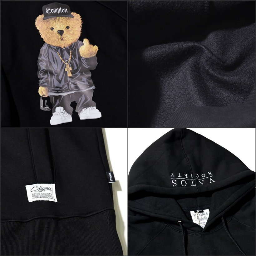 Stigma Vatos Society スティグマ パーカー クマ 熊 Compton 韓国 ヒップホップ ストリート系 ファッション 通販 Sgpt003 Stigma Vatos Society スティグマ パーカー クマ 熊 Compton 韓国 ヒップホップ ストリート系 ファッション 通販 Sgpt003