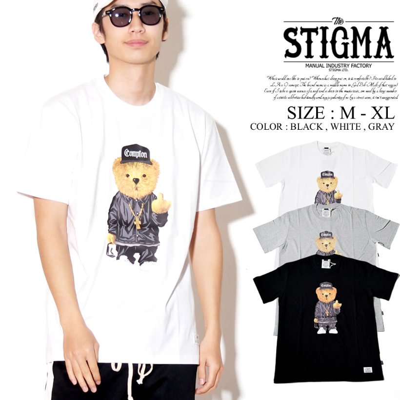 Stigma Vatos Society スティグマ 半袖 Tシャツ クマ 熊 Compton 韓国 ヒップホップ ストリート系 ファッション 通販 Sgtt001