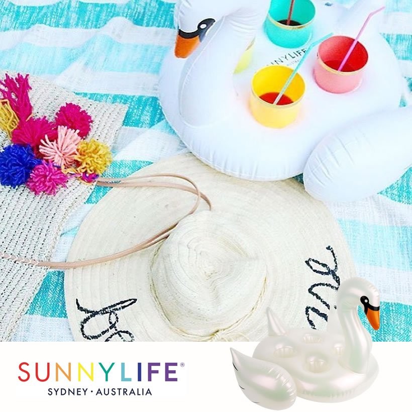 SUNNY LIFE サニーライフ ビーチドリンクホルダー スワン型 Inflatable Drink Holder Pearl Swan