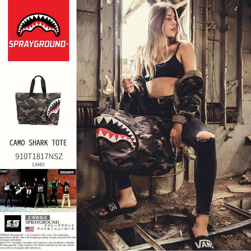 スプレーグラウンド SPRAYGROUND トートバッグ 鞄 CAMO SHARK TOTE