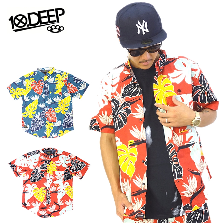 10DEEP テンディープ シャツ メンズ 半袖 総柄 42TD3230 ヒップホップ 服 B系ファッション