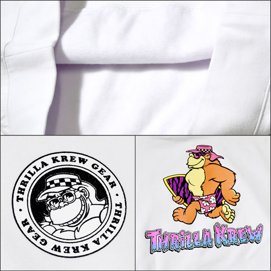 THRILLA KREW パーカー メンズ ブランド プルオーバー スウェット 裏起毛 プリント ホワイト 白 TKG-038