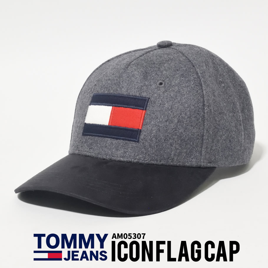 TOMMY HILFIGER トミーヒルフィガー ウールキャップ メンズ レディース 帽子 サイズ調節可能 ICON FLAG CAP AM05307 灰 新品 海外モデル