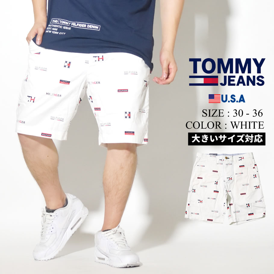 トミーヒルフィガー ハーフパンツ メンズ ロゴ 総柄 CARTER 9 SHORT 78E2550 白 新品 30 32 34 36 海外モデル