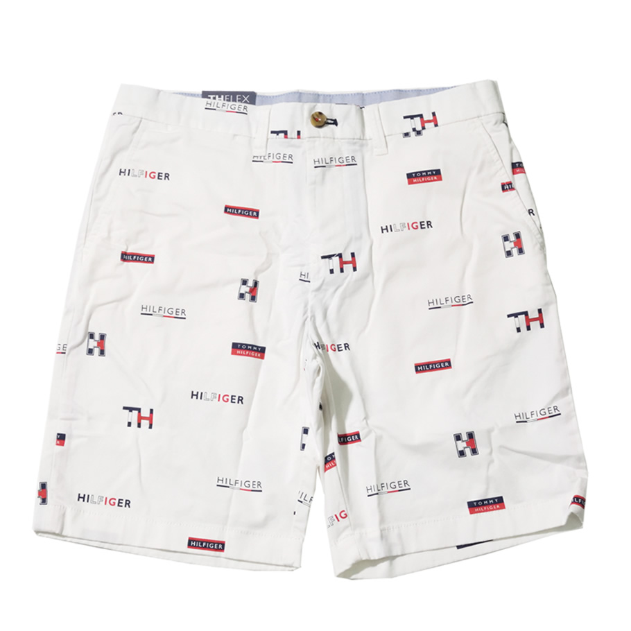 トミーヒルフィガー ハーフパンツ メンズ ロゴ 総柄 CARTER 9 SHORT 78E2550 白 新品 30 32 34 36 海外モデル