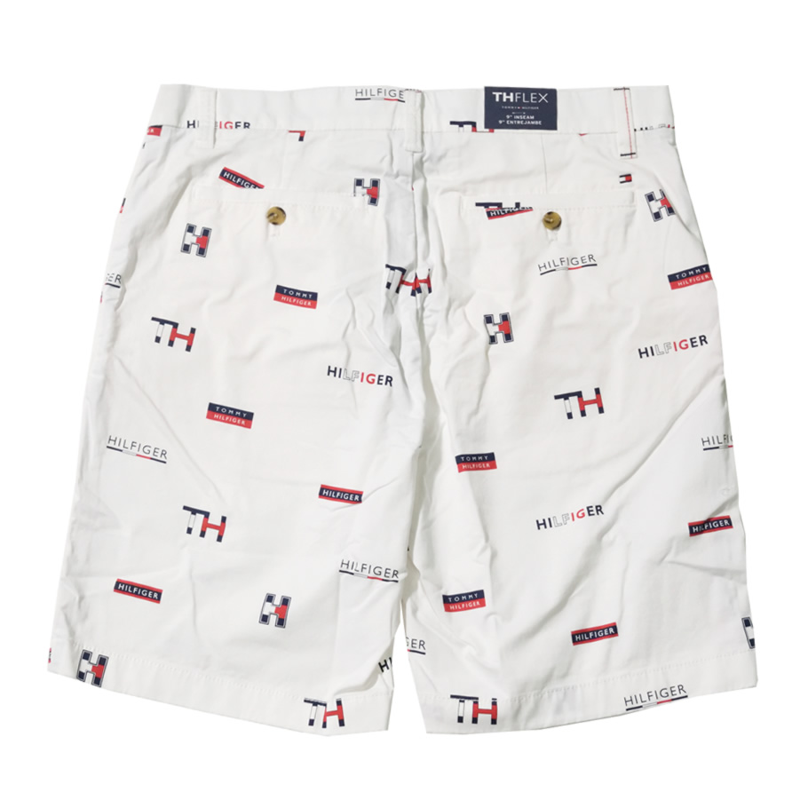 トミーヒルフィガー ハーフパンツ メンズ ロゴ 総柄 CARTER 9 SHORT 78E2550 白 新品 30 32 34 36 海外モデル