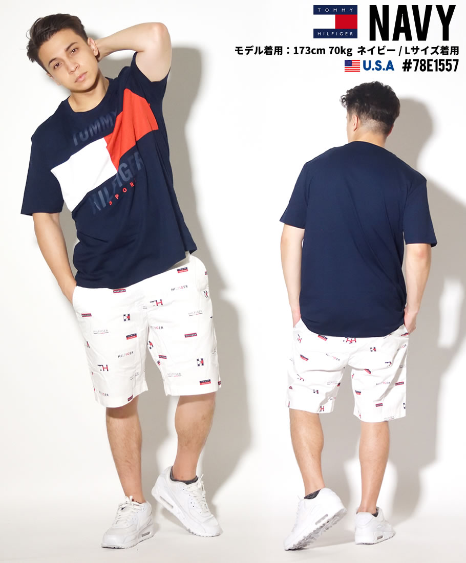 トミーヒルフィガー Tシャツ メンズ レディース 半袖 ロゴT 78E1557 COLORBLOCK TEE 新品 黒 紺 M L XL 2XL 海外モデル
