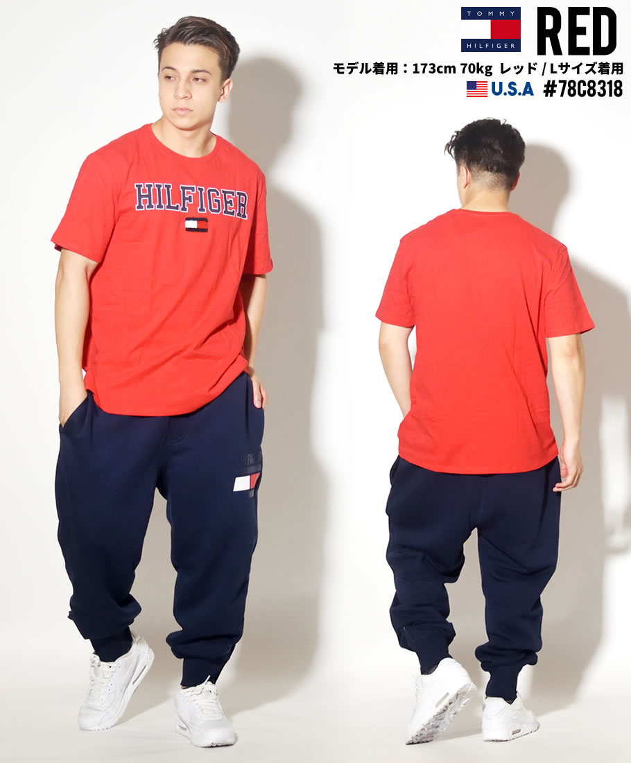 トミーヒルフィガー Tシャツ メンズ レディース 半袖 ロゴT 78C8318 COLLEGIATE CREW TEE 新品 赤 紺 M L XL 2XL 海外モデル