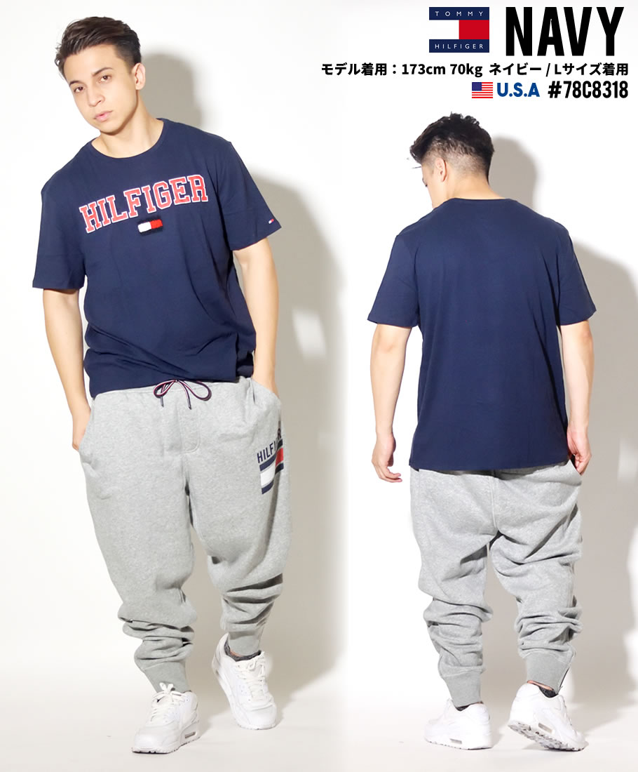 トミーヒルフィガー Tシャツ メンズ レディース 半袖 ロゴT 78C8318 COLLEGIATE CREW TEE 新品 赤 紺 M L XL 2XL 海外モデル
