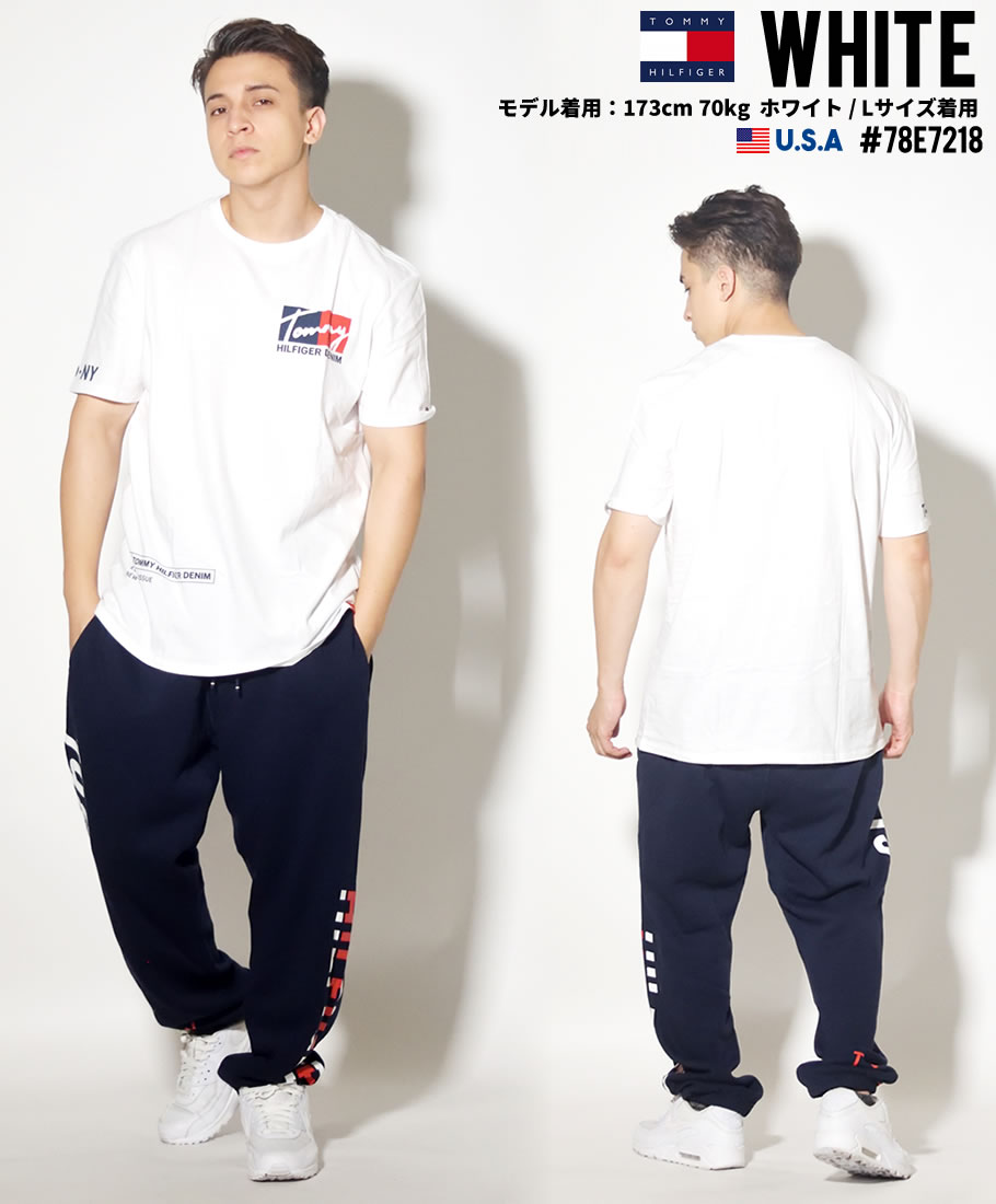 トミーヒルフィガー Tシャツ メンズ レディース 半袖 ロゴT 78E7218 CHANDLER TEE 新品 白 紺 M L XL 2XL 海外モデル