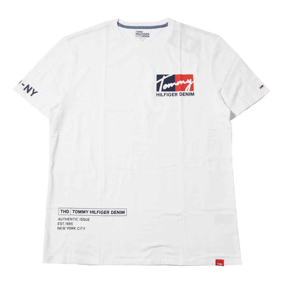 トミーヒルフィガー Tシャツ メンズ レディース 半袖 ロゴT 78E7218 CHANDLER TEE 新品 白 紺 M L XL 2XL 海外モデル