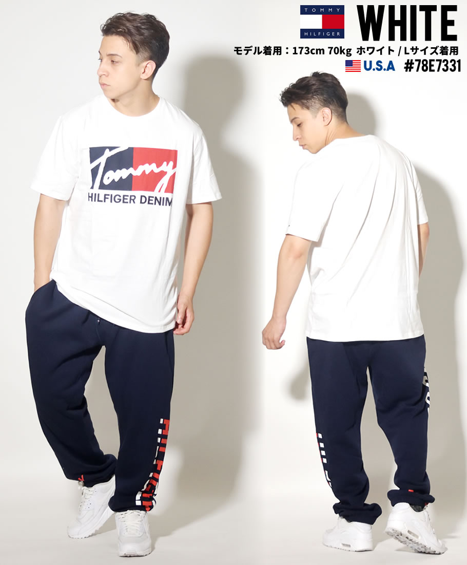トミーヒルフィガー Tシャツ メンズ レディース 半袖 ロゴT 78E7331 BROOKS TEE 新品 白 M L XL 2XL 海外モデル