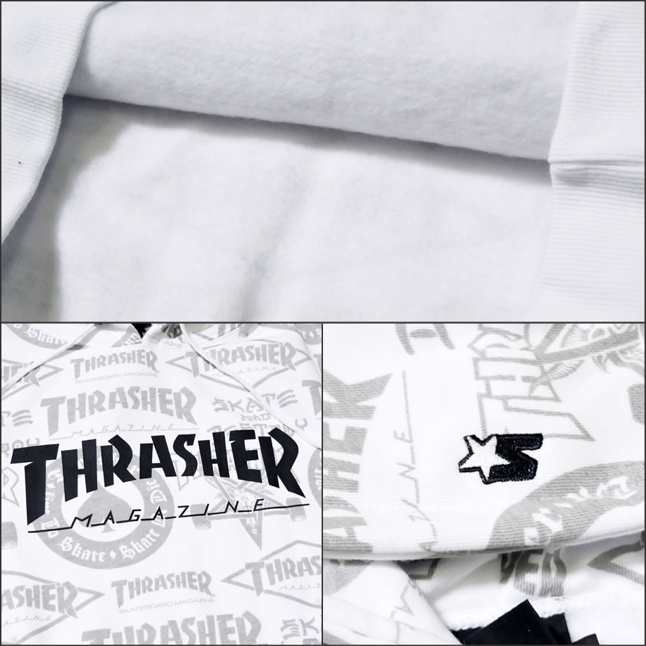 THRASHER × STARTER BLACK LABEL パーカー メンズ プルオーバー スウェット 裏起毛 STT-1008A 白 黒 2018秋冬 新作 いい買物の日
