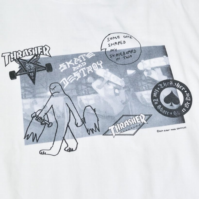 THRASHER × Mark Gonzales スラッシャー × マークゴンザレス コラボ Tシャツ 半袖 THMG-SST15 ホワイト 白