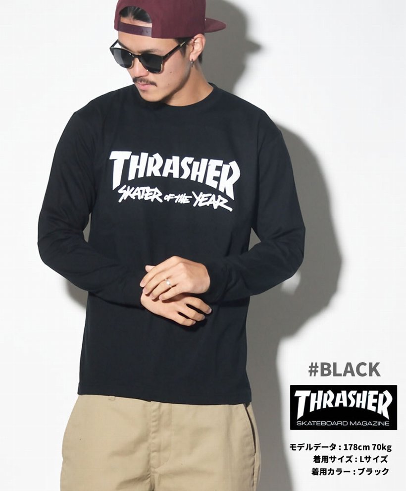 Thrasher スラッシャー ラグラン 七分袖 Tシャツ マガジンロゴ Th01 ストリート系 スケーター ファッション Tstt1003 Thrasher スラッシャー ラグラン 七分袖 Tシャツ マガジンロゴ Th01 ストリート系 スケーター ファッション Tstt1003