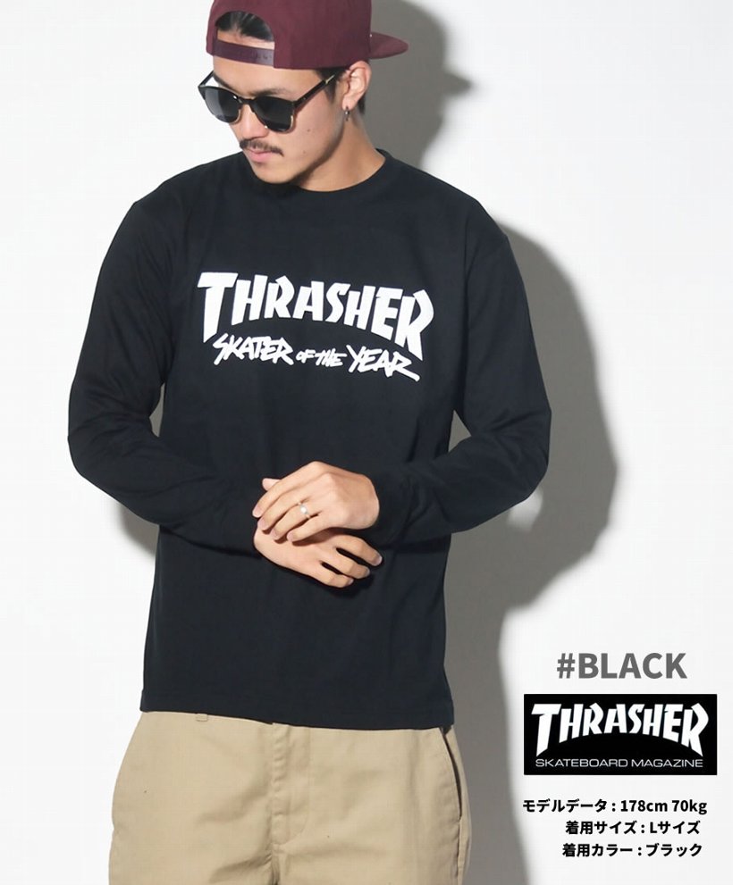 Thrasher スラッシャー ラグラン 七分袖 Tシャツ マガジンロゴ Th01 ストリート系 スケーター ファッション Tstt1003