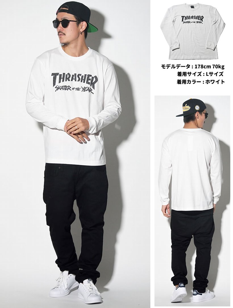 Thrasher スラッシャー ラグラン 七分袖 Tシャツ マガジンロゴ Th01 ストリート系 スケーター ファッション Tstt1003 Thrasher スラッシャー ラグラン 七分袖 Tシャツ マガジンロゴ Th01 ストリート系 スケーター ファッション Tstt1003