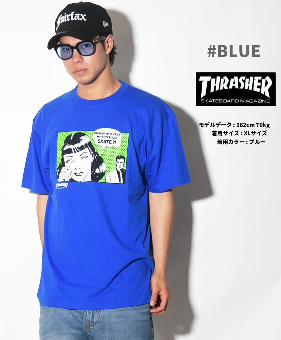THRASHER スラッシャー Tシャツ メンズ 半袖 BoyFriend S/S TEE TH91118 青