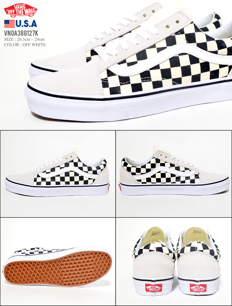 VANS バンズ オールドスクール スニーカー メンズ 白 チェッカーボード VN0A38G127K OLD SKOOL