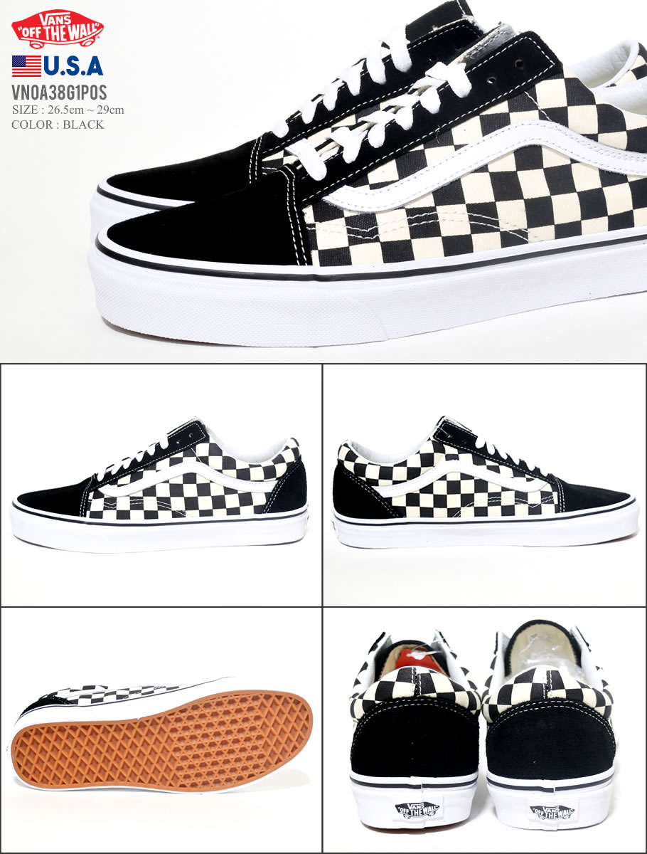 VANS バンズ オールドスクール スニーカー メンズ 黒 チェッカーボード VN0A38G1P0S OLD SKOOL