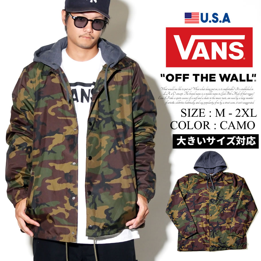 Vans バンズ コーチジャケット メンズ 迷彩 カモフラ スケーター ストリート系 ファッション 服 通販 Vn0a3hou Vnjt008