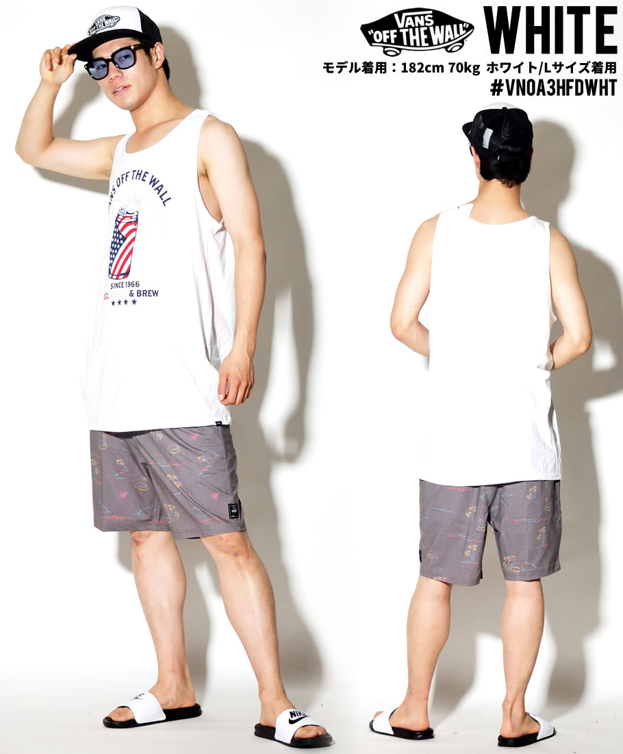 Vans バンズ タンクトップ メンズ 国旗柄 星条旗 缶 ロゴ ストリート スケーター ファッション Vntt029