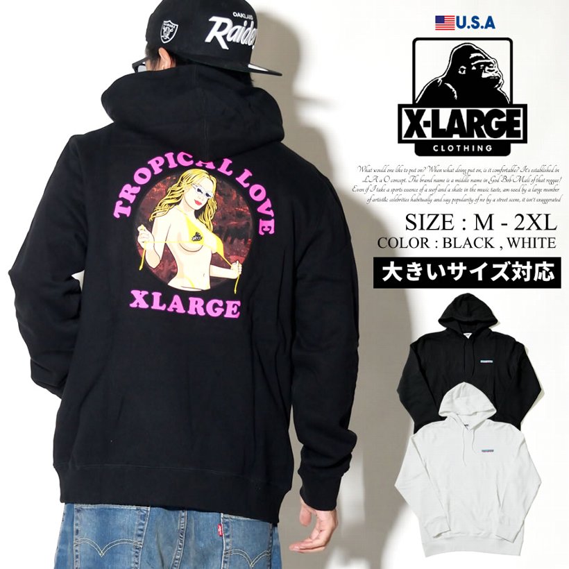 エクストララージ パーカー メンズ XLARGE TROPICAL LOVE PULLOVER HOODIE M18C2111